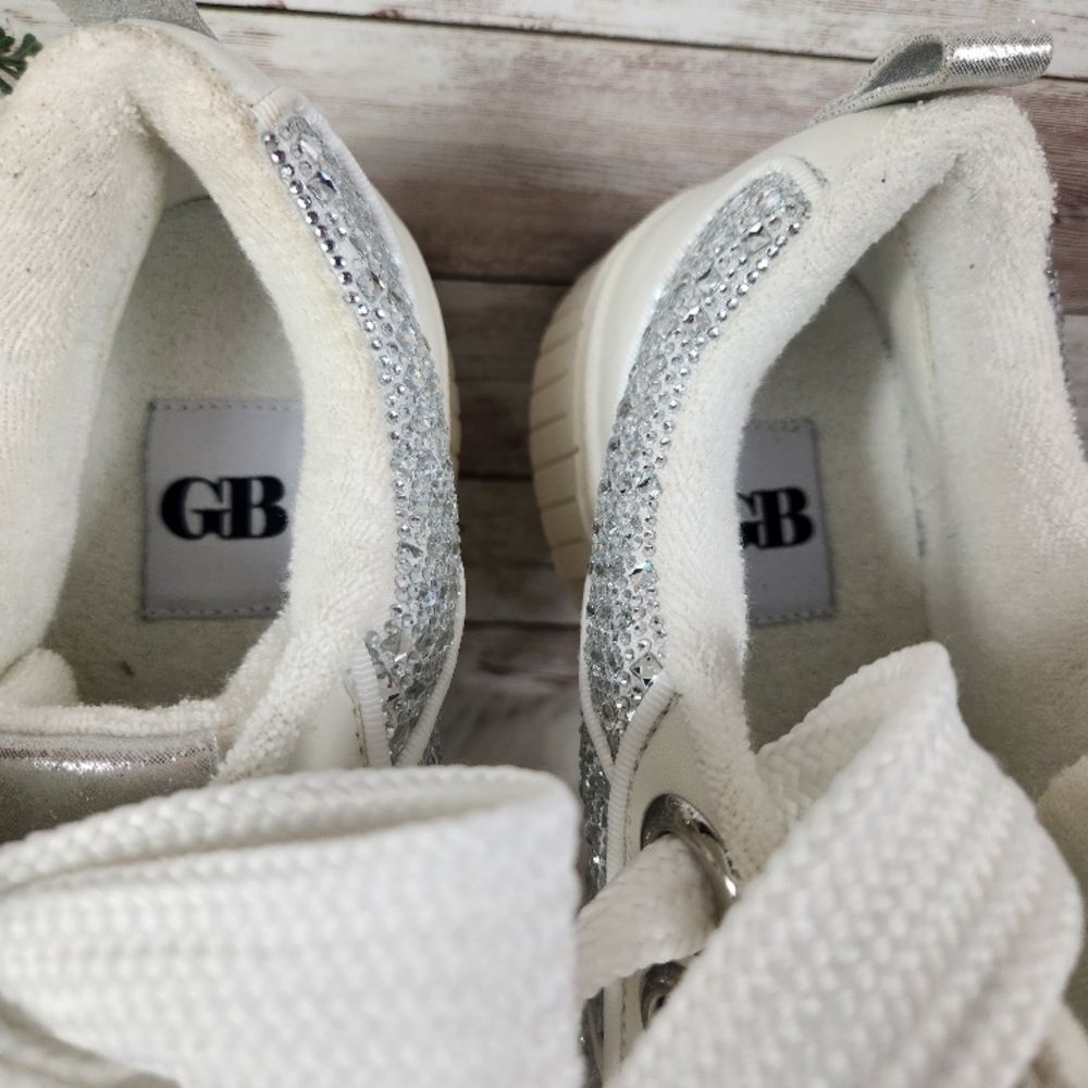 GIANNI BINI, Stylish White, Silver and clear stones, Women's Sneakers, Sz 8.5M - Picture 9 of 11